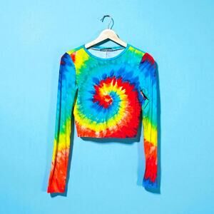 Alice + Olivia Rainbow Boho Indie Tie Dyed Crop Top XS